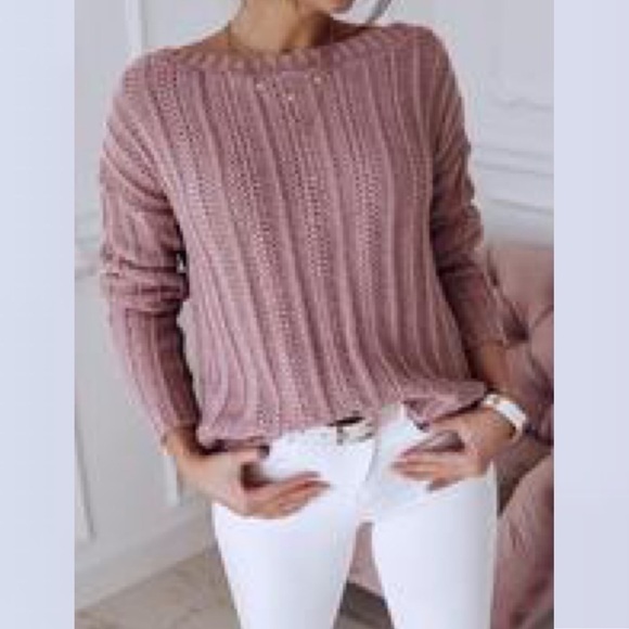 Soft Surroundings Blush Dusty Rose Knit Seeater - Picture 1 of 5